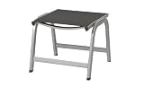 Kettler 0301203-0000 Hocker Basic Plus, Aluminiumprofil silber mit Textilbespannung anthrazit L 55 x B 54 x H 44 cm