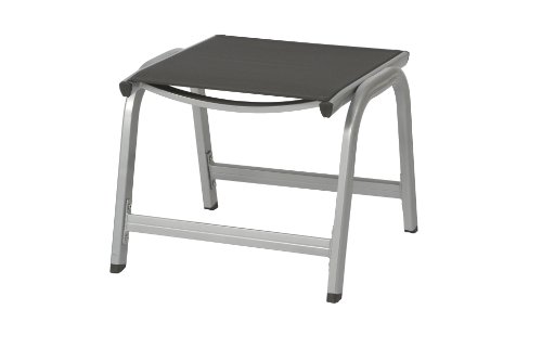 Kettler 0301203-0000 Hocker Basic Plus, Aluminiumprofil silber mit Textilbespannung anthrazit L 55 x B 54 x H 44 cm