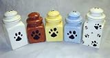 Paw Handpainted Pet Treat Jar : Color BROWN : Size LARGE 7 INCH