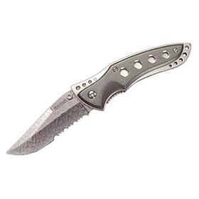 Snowflake Damascus, Gray Aluminum Handle, ComboEdge