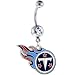 NFL Logo SILVER Single GEM Belly Ring - Tennessee Titans