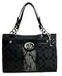 Authentic Coach Penelope Snake Stripe Black Signature Carryall Bag 16580