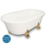 American Bath Factory B1-3700-BB-DM3-M2-15-PB-C1-CD Madeline Double Ended Clawfoot Bathtub in Bisque