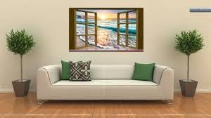 Window Decal/mural - Walnut Finish Color - 36" H X 54" W Vinyl - Just Peel and Stick (Beautiful Beach)