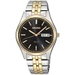 Seiko #SNE034 Men's Two Tone Black Dial Solar Quartz Watch