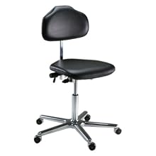 Milagon Stera WS1720 Workseat on Polished Star Base Clean Room Chair with Self-Breaking Conductive Casters, ESD Low Profile, 17"-24" Adjustment Height