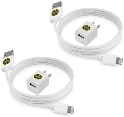THUNDER EMPEROR 2X2 Charger Bundle - 2X Wall Adapter + 2X 3 feet USB Data Charging Cable for Iphone 5/5s/5c/6/6s Plus (WHITE)