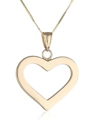 14k Yellow Gold High Polish Heart Pendant Necklace, 18"