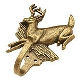 Hook, deer, Antique Brass, 1 1/2 projection, 4 o.a.