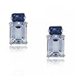 Genuine Aquamarine & Blue Topaz Stud Earrings in Solid White Gold