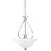 Globe Avignon Three-Light Pendant, Satin Nickel with White Alabaster Globe #61533