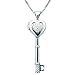 Sterling Silver Cubic Zirconia Raised Heart Key Locket Pendant