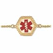 14K Yellow Gold Red Enamel Medical ID Gold Bracelet