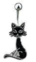 Black Cat belly button ring