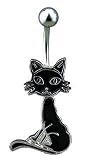 Black Cat belly button ring