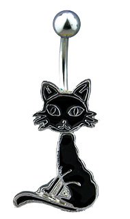 Black Cat belly button ring