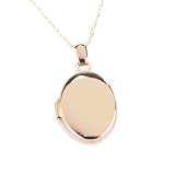 14KT Gold Engraveable Baby Oval Locket with 18