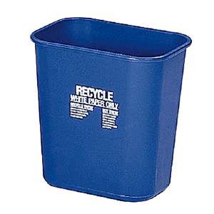 Rubbermaid(R) Deskside We Recycle Container, 7 Gallons, 14 1/4H x 15W x 10 1/4D, Blue