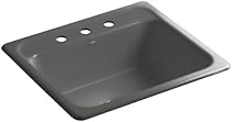Hot Sale Kohler K-5964-3-58 Mayfield Self-Rimming Kitchen Sink with Three-Hole Faucet Drilling, Thunder Grey