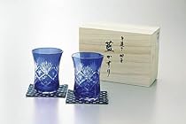 切子フリーグラス2p（コースター付）（和ガラス）