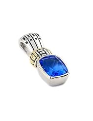 Rectangular Blue Topaz Gold Plated Pendant