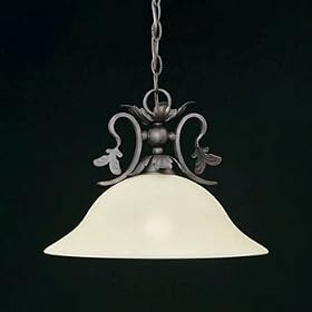 Thomas Lighting M2529-63 Santa Fe - One Light Pendant, Painted Bronze Finish with Amber Scavo Glass