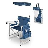 Picnic Time Sports Chair Deluxe Aluminum Chair w  Fold-Out Table, Ins. Drink Holder,...