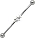 CUBIC ZIRCONIA STAR 925 Sterling Silver Industrial Piercing Barbell