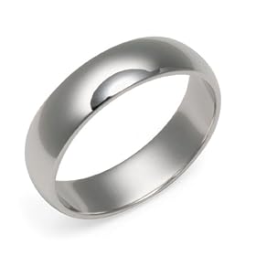 14k White Gold 5mm Plain Half Round Band by Amazon.com Collection