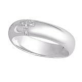 Personalized CZ Cross Sterling Silver 5mm Polished Ring
