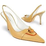 Borgo degli Ulivi Front Bow Camel Leather Slingback Pump Shoes