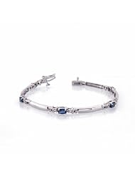 1.55cttw 5x3 Oval Sapphire and Diamond Bracelet set in 14k Gold