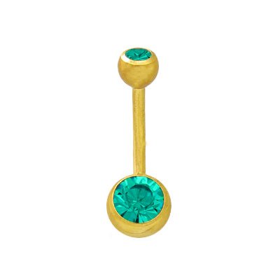 Double Jeweled 14k Gold Plated Belly Ring