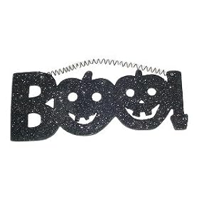 Happy Halloween BOO Sign Sparkles Pumpkin O