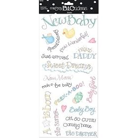 Me & My Big Ideas Sayings Stickers 5-1/2 Inch by 12 Inch Sheet Packaged, Baby