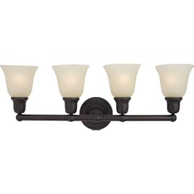 Maxim Lighting 11089SVOI Bel Air 4-Light Bath Vanity, Oil Rubbed Bronze with Soft Vanilla Glass
