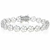 Sterling Silver Simulated Diamond CZ Flower Bracelet