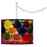 Crayons Rainbow Giclee Swag Style Plug-In Chandelier