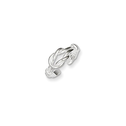 Solid 925 Sterling Silver Casted Small Polished Adjustable Love Knot Toe Ring