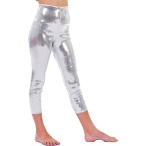 Kinder Glanz-Legging Silber, Gr. 128