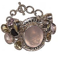Valentine Gifts Sterling Silver Multi Gemstone Bracelet 6.5Inches (brclt195)