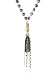 Lucky Brand "Palace Garden" Two-Tone Long Pyrite Tassel Pendant Necklace, 23"