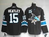 Heatley #15 NHL San Jose Sharks Black Hockey Jersey Sz56