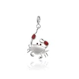 Sterling Silver Red Enamel Crab Charm