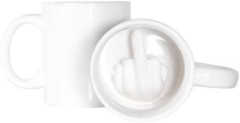 GetTen New Creative Personality Cute Middle Finger Up Drinkware Mugs Ceramic Coffee Milk Tea Water Cup with Handgrip White Fashion Mug Gift