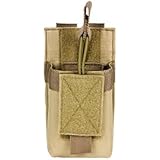 m1surplus Tan Color Tactical PALS / MOLLE Compatible Radio Pouch Fits Icom IC-V8 IC-T7H IC-V80 IC-80AD IC-91A Yaesu VX-170 FT-60R FT250R FT270R PUXING PX777 Wouxon Baofeng UV5R UV5RA FRS GMRS HAM Radios