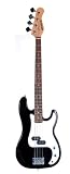 Huntington Full Size 43" Precision P Bass Guitar Ebony with Gig Bag and Accessories Black (Includes, Strap, String, Free eBook & DirectlyCheap(TM) Translucent Blue Medium Guitar Pick