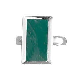 Sterling Silver Green Agate Rectangle Ring by SkyeSterling