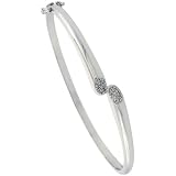 Revoni Sterling Silver 7 in. Diamond Bangle Bracelet, w/ 0.10 Carat Brilliant Cut Diamonds, 5/16 in. (8mm) wide
