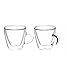 GROSCHE Turin Double Wall Glass Espresso Cups WITH HANDLES - Insulated Glass Cappucino Mugs - Clear Mug - Double Walled Latte Cup - Espresso Mugs (2.35 fl oz - Set of 2)